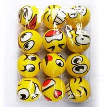 12pcs 6.3cm Stress Balls Grimace Smiley Laugh Face Soft Foam PU Squeeze Squishy Balls Toys for Kids Children Adults