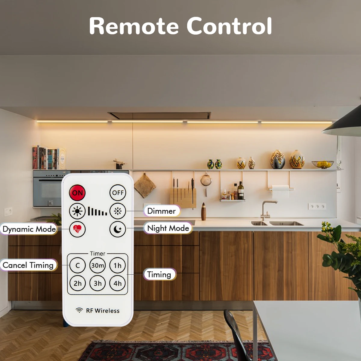 cob led strip dimmable under cabinet light kit 4 pcs with remote control for kitchen counter closet bathroom warm light strip free global shipping