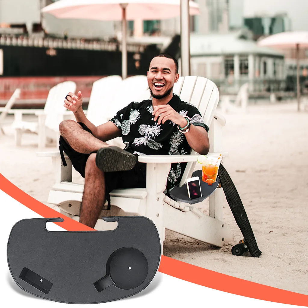 Портативный складной стул с боковым подносом подстаканник для напитков удобное