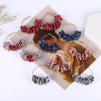 hocole korean flower hoop earrings 2019 elegant cute handmade big fabric flower earrings for women pendientes fashion jewelry