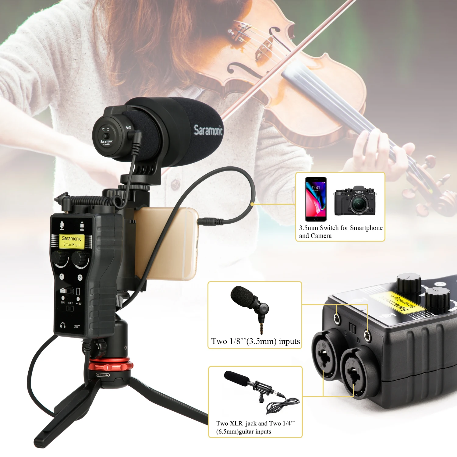 Saramonic SmartRig + 2 канала Mic и гитары Интерфейс предусилитель аудио адаптер смеситель