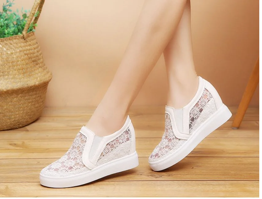 

Comfortable Women Loafers Shoes Lace Slip On Walking Shoes White Sneakers Casual Shoes Ballet Flats Platform Shoes
