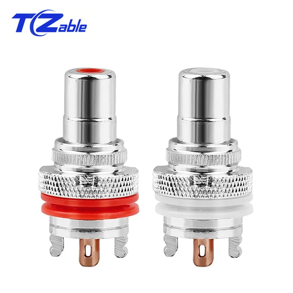

RCA Female Socket Chassis HiFi For CMC Connector Rhodium Plated Copper Jack 32mm Copper Plug Amp White Red Audio Jacks Adapter