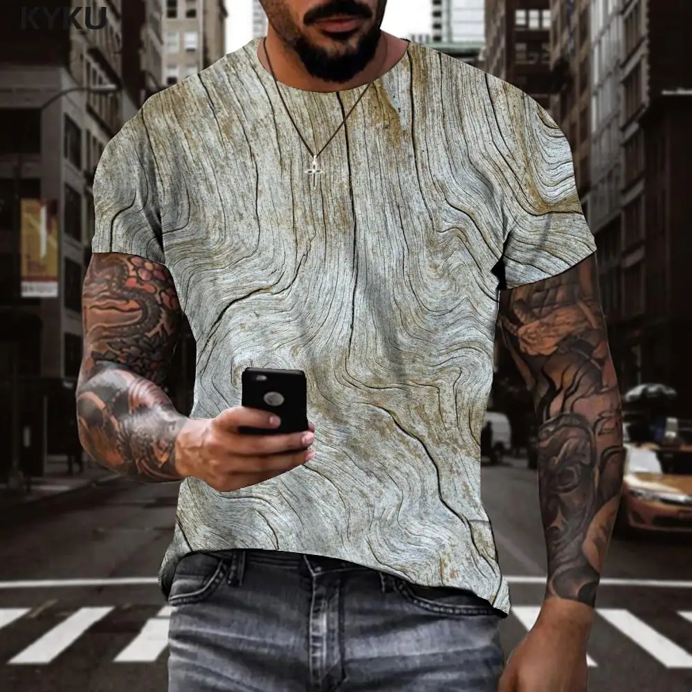

KYKU Abstract T shirt Men Psychedelic Tshirt Printed Retro Funny T shirts Art Tshirts Casual Mens Clothing Hip hop Cool