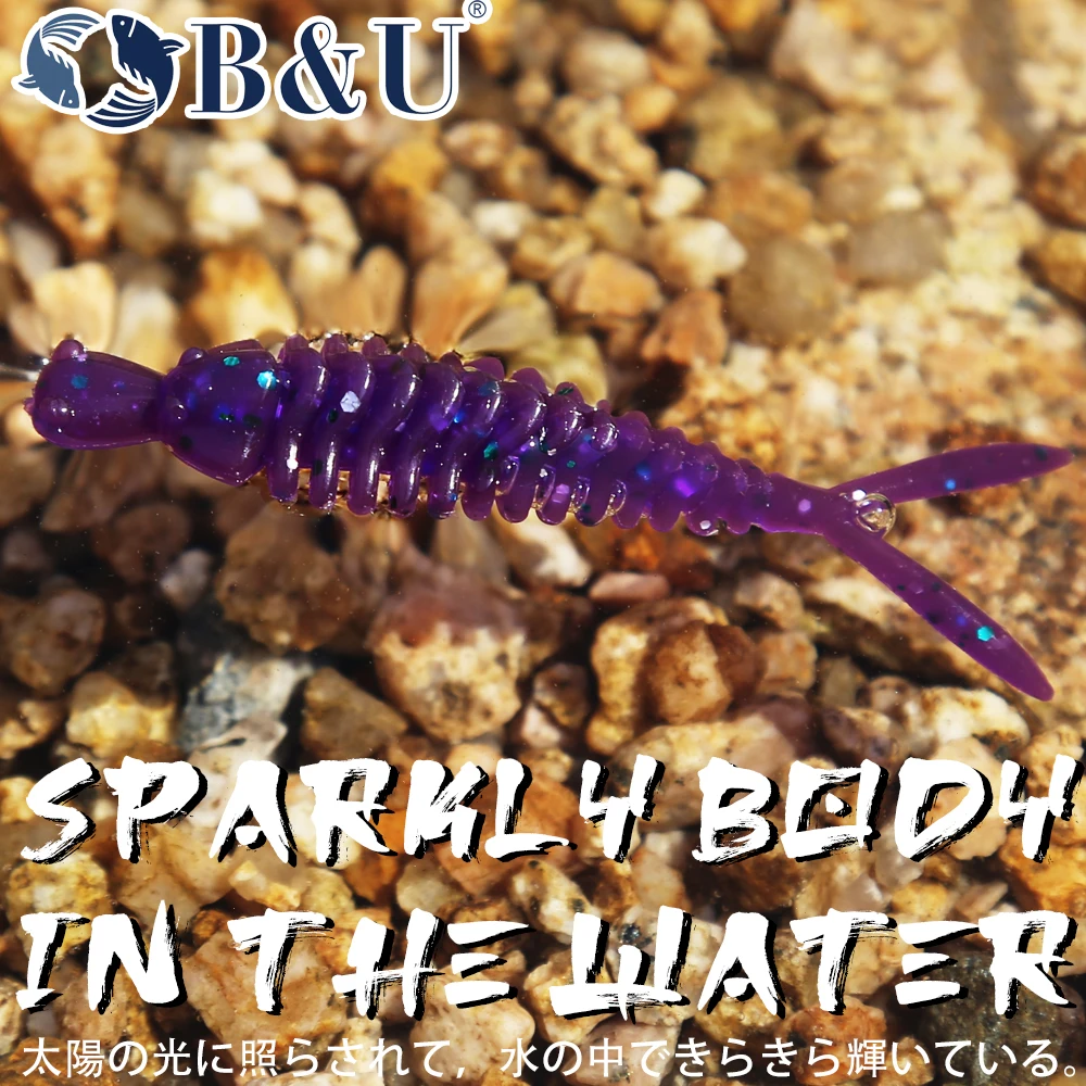 B&U Soft Lures For Fishing 60mm Artificial Lures Fishing Worm Silicone Bass Pike Minnow Swimbait Jigging Plastic Baits