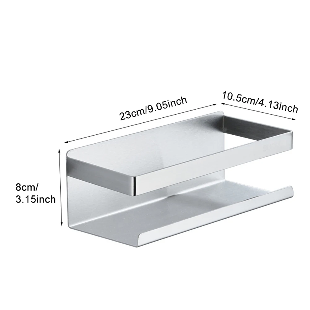 

Large Capacity Multifunctional Hardware Home Decor Drain Self Sticky Bathroom Kitchen Stainless Steel Wall Mounted Storage Rack