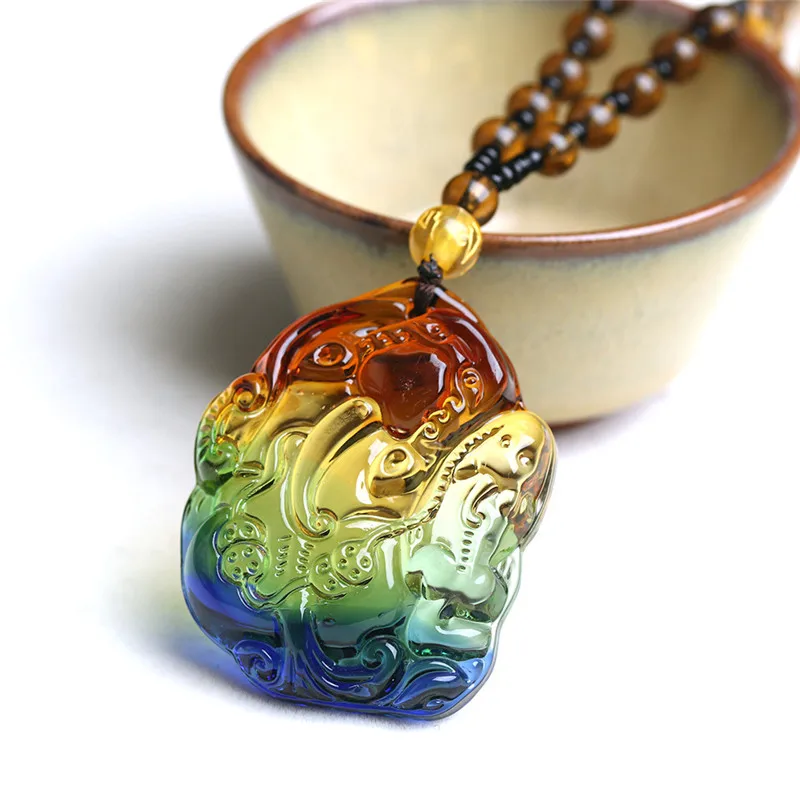Красочный буддийский кулон Pixiu ожерелье FengShui в китайском стиле украшение Будда
