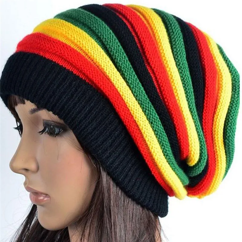 

Jamaica Reggae Gorro Rasta Style Cappello Hip Pop Men's Winter Hats Female Red Yellow Green Black Fall Fashion Women's Knit Cap