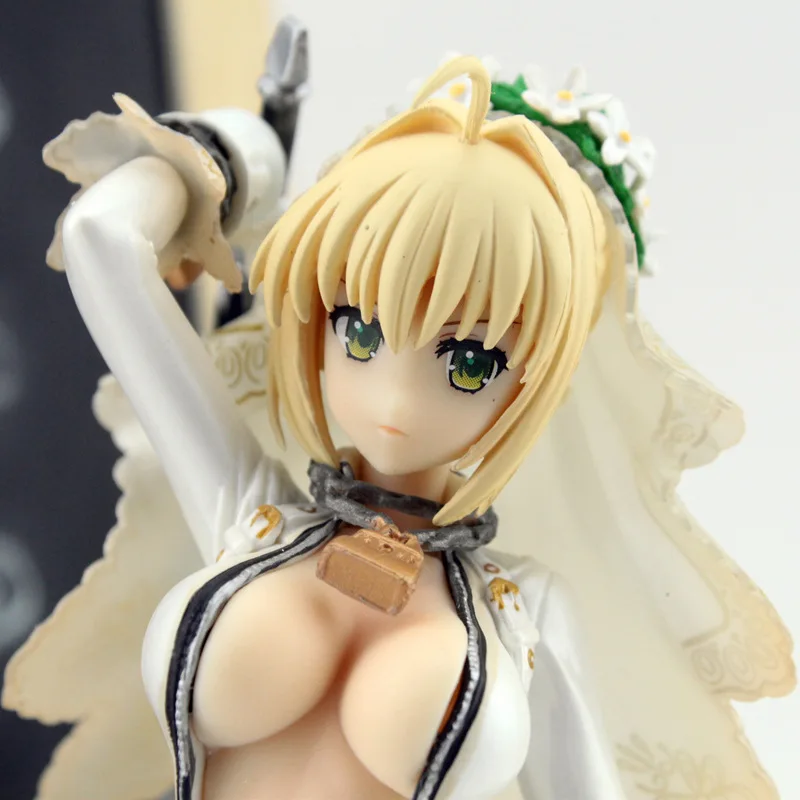 

22cm Japanese anime figure Fate/EXTRA CCC Saber wedding dress action figure collectible model toys for boys