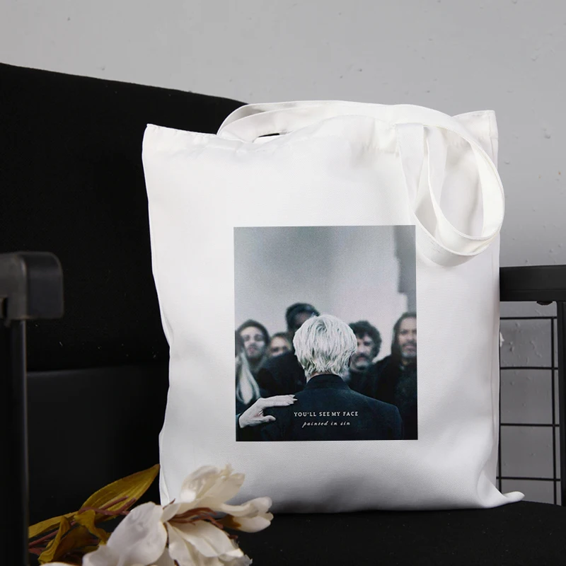 

Draco Malfoy Women's Bag Fabric Shopper Designer Handbags Canvas Shopping Purses and Cloth Reusable Eco Friendly Products Bags