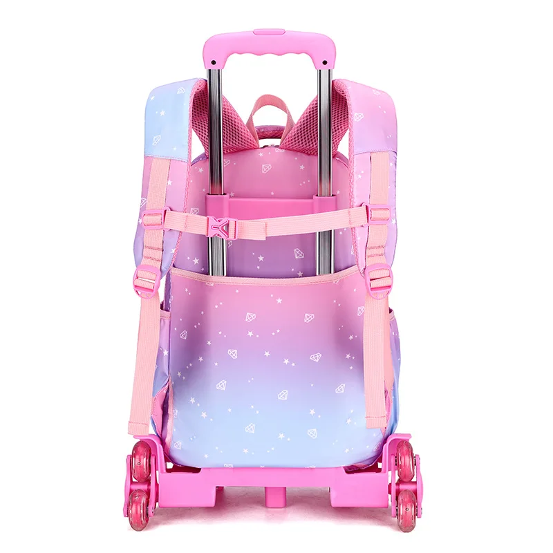 Removable wheels Kids school bags for girls Trolley Schoolbag Luggage Book Bag Backpack princess Children School Bags 2/6 Wheels