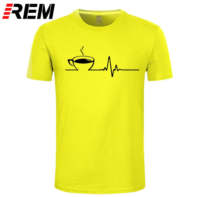 

REM T-shirt brand men Short sleeve round collar Coffee Heartbeat Gift casual The Funny tshirt printing t shirts