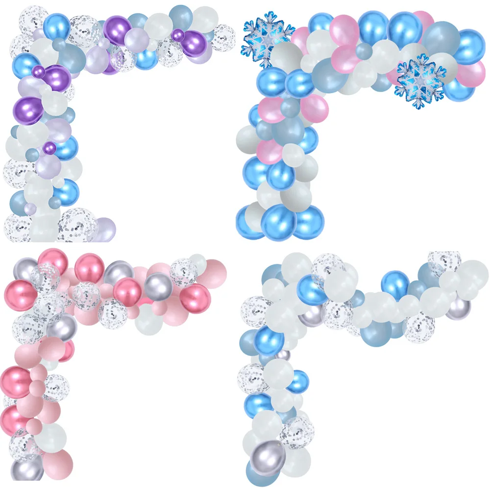 Ледяная принцесса Снежинка шары арочный комплект гирлянда для маленьких девочек