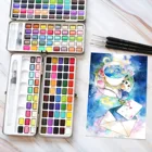 Металлическая коробка со сплошным акварельные краски в наборе SeamiArt, однотонный акварельный пигмент для начинающих, принадлежности для рисования акварелью