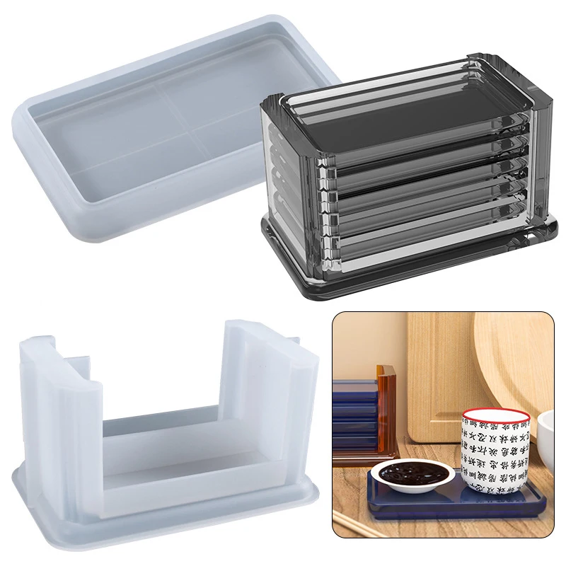 

Rectangle Coaster Silicone Mould Storage Box Epoxy Mold Cup Mat Home Ornament DIY Tray Resin Molds Jewelry Accessories