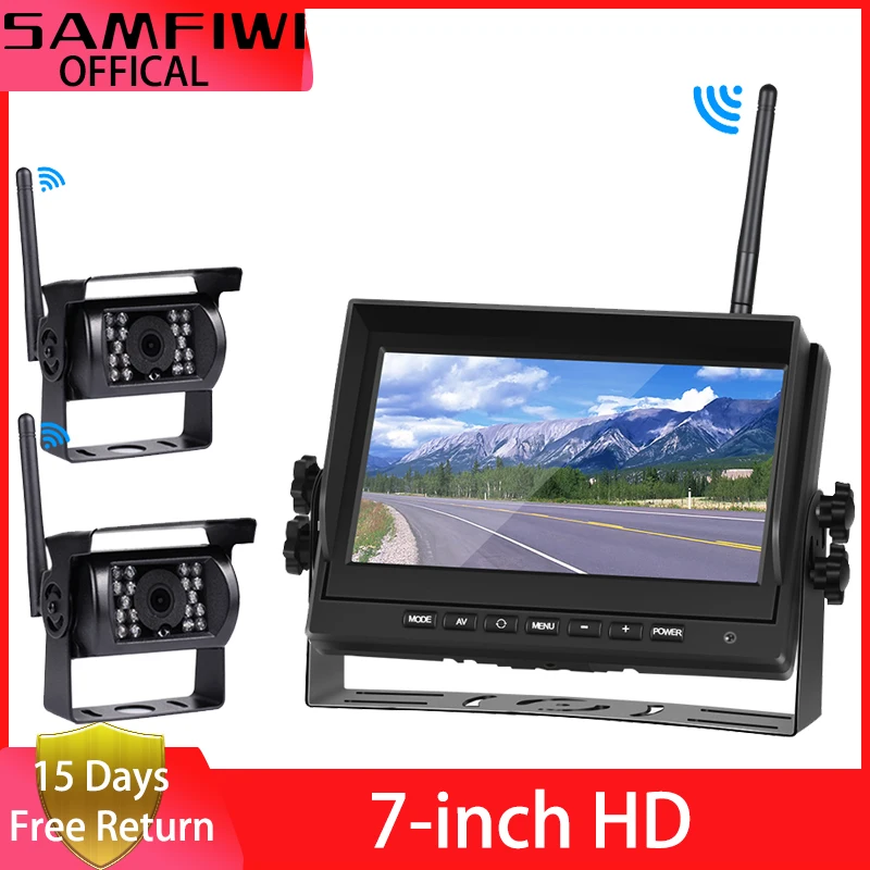 Wireless Car Monitor IR Rear View Camera Wifi Truck Parking Reverse Backup Camera 12-24V TFT LCD Car Screen