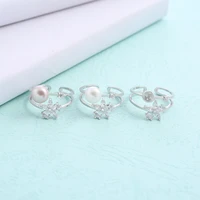 s925 ring female korean forest fresh freshwater pearl ring opening adjustable silver ring for women sterling silver