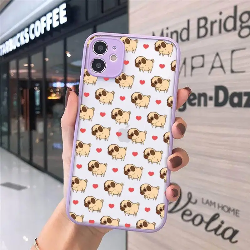 

cute Pug French Bulldog Phone Cases matte transparent For iphone 7 8 11 12 plus mini x xs xr pro max cover