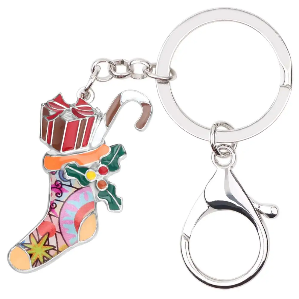 Бонсни эмалированный сплав рождественский подарок трость носок сумка для ключей