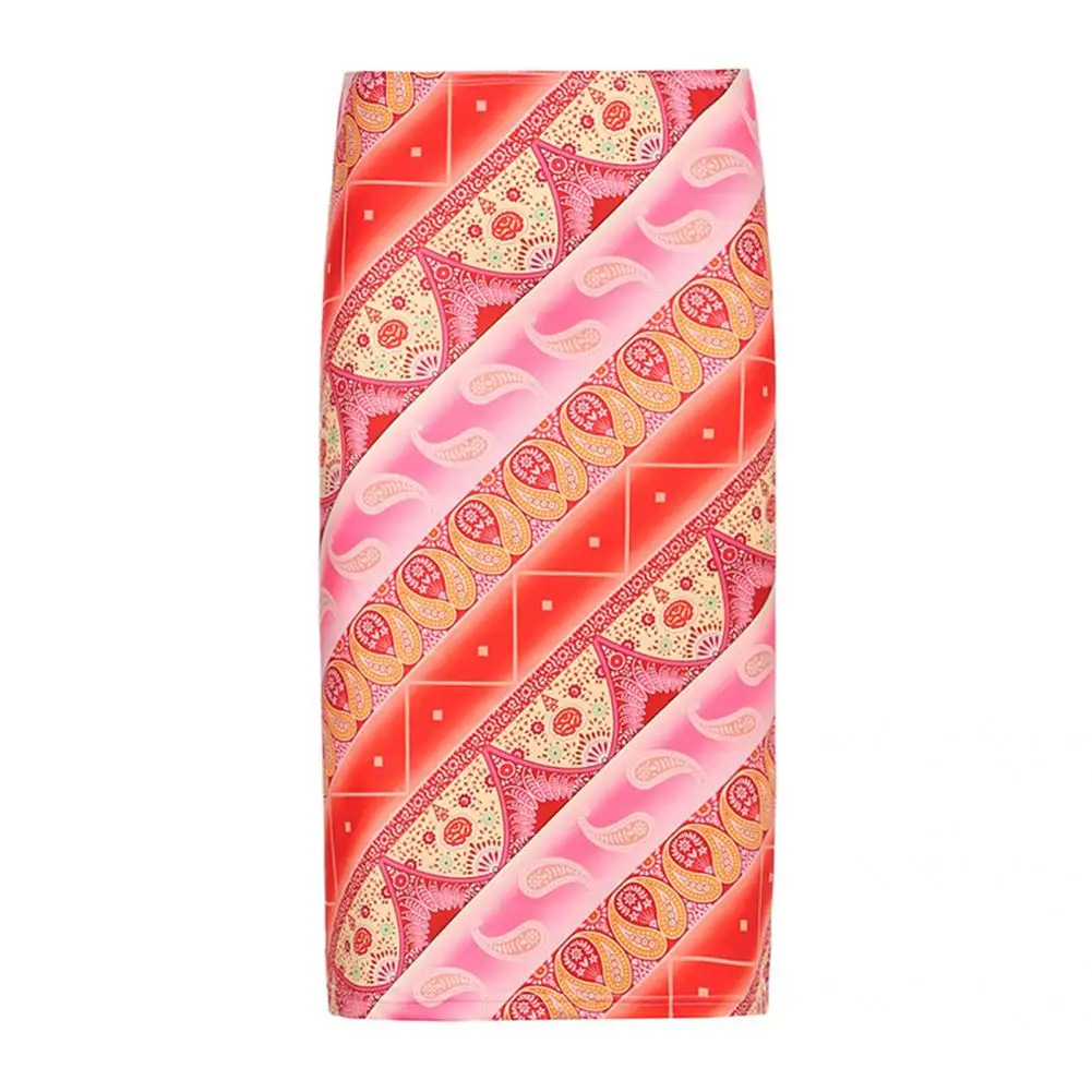 

Sexy Ladies Ladies Diagonal Printing Bohemian Skirt 3/4 Skirt Middle Skirt Low Waist for Vacation