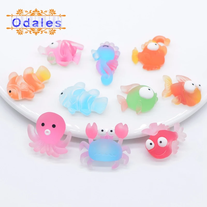 20 шт./лот переливающийся 3D кабошон океанское животное рыба Краб морская лошадь