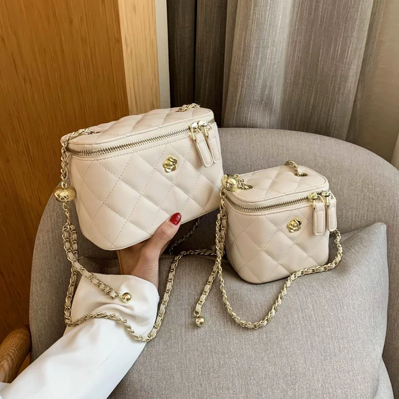 

Plaid square mini box bag 2021 fashion new high quality PU leather lady handbag chain shoulder messenger bag