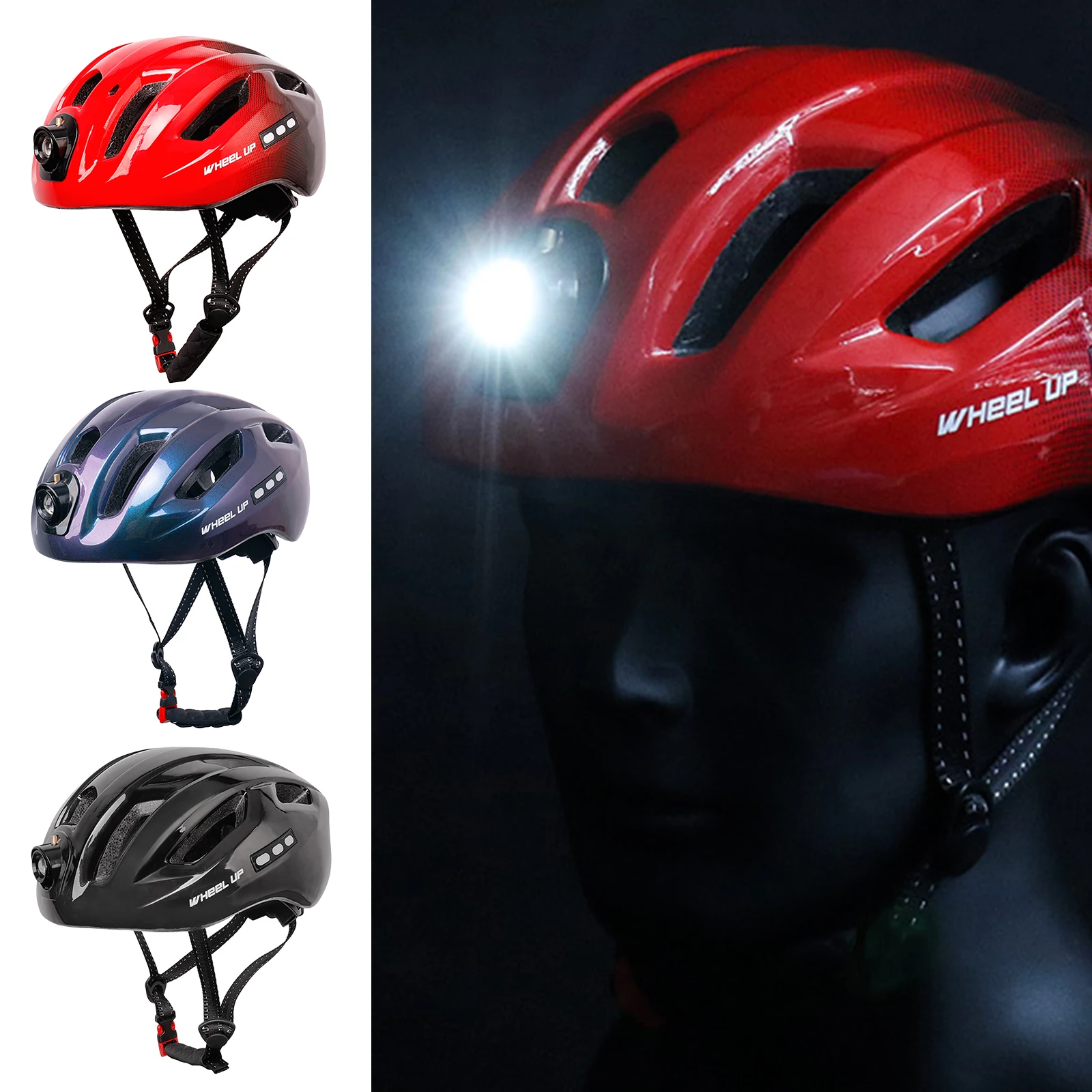 

Ultralight Cycling Helmet w/ LED Light Road Bicycle Headgear Protector