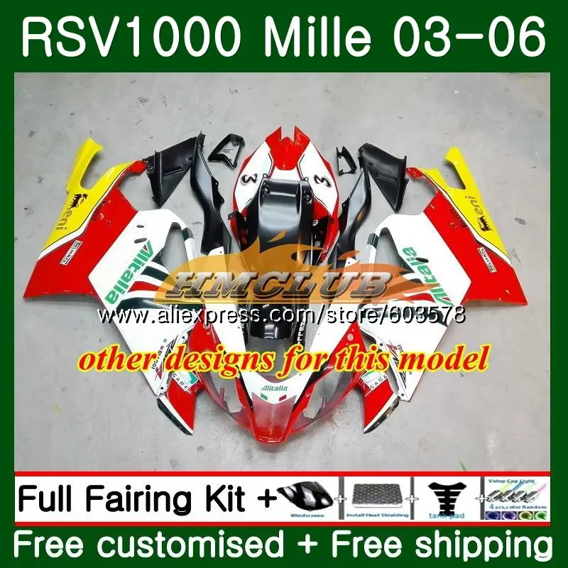 Комплект обтекателей для Aprilia Ove RSV 1000 R RR 2003 2004 2005 2006 42CL.4 красный черный RSV1000RR RSV1000R