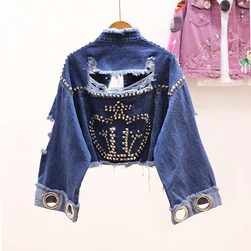 2020 хит Харадзюку Мода широкие манжеты хип хоп джинсовые куртки для женщин