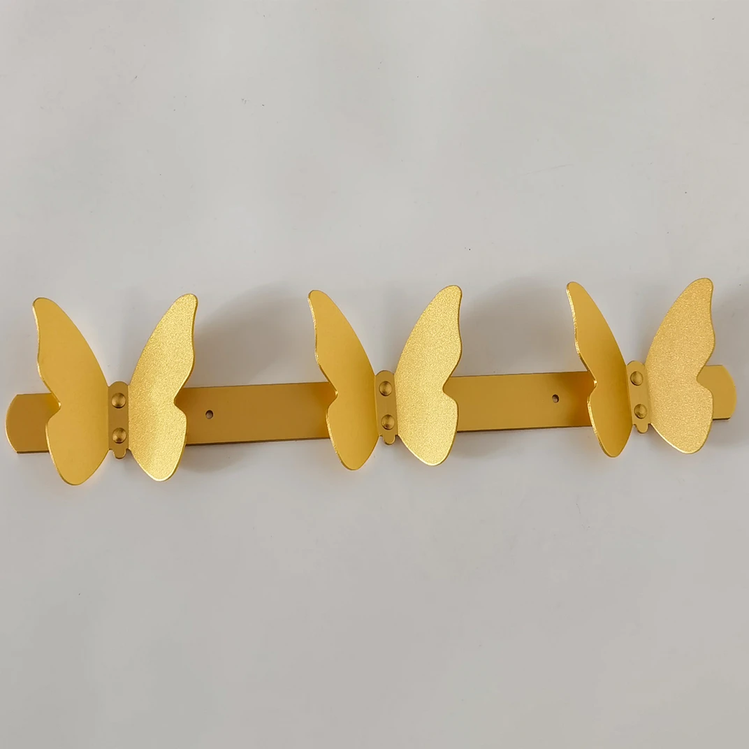 Butterfly Row Hooks Matte Gold Aluminum Classification Racks Kitchen Hardware Wall Nail Bathroom Accessories Towel Single Hook |