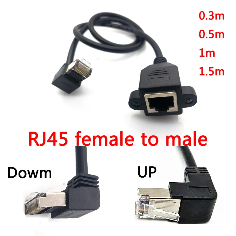 Вниз 90 Угловой RJ45 Cat5e 8P8C FTP STP UTP Cat5 Панельное крепление типа «Папа-мама» сетевой кабель LAN Ethernet RJ45 30 см 60 см 1 м 1,5 м 1 фут