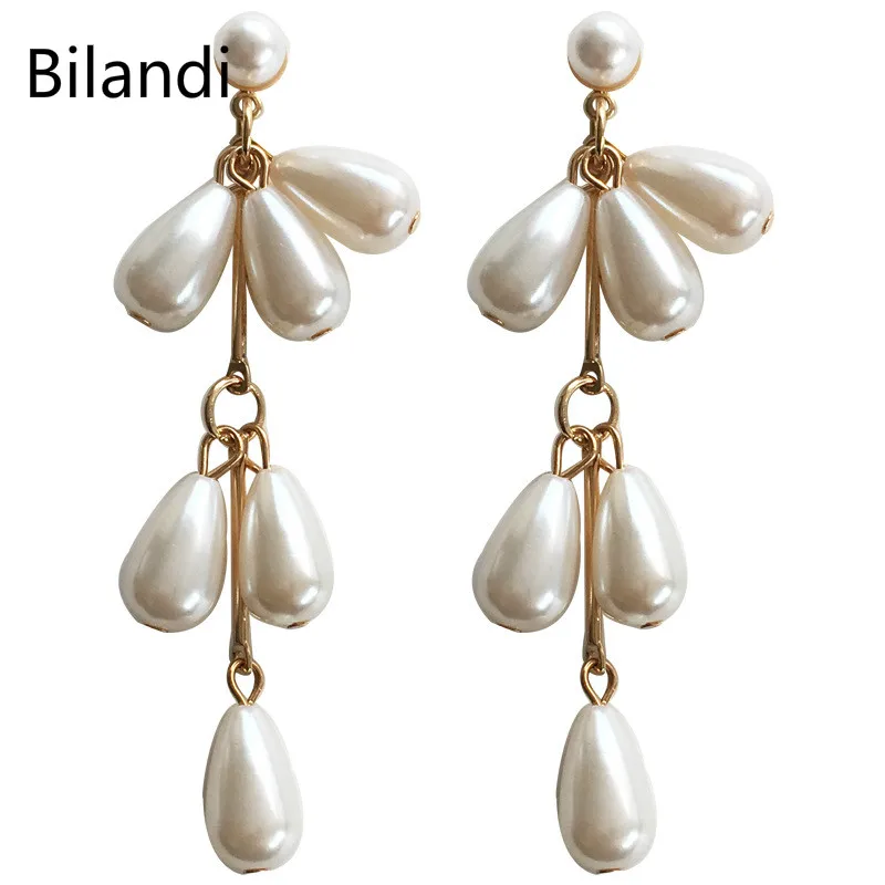 Модные серьги с жемчугом в японском и корейском ретро стиле простые кисточками