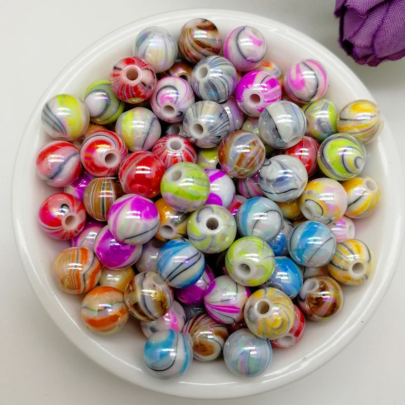 

Wholesale 8/10/12/14 mm beautiful Round Acrylic Spacer Loose Beads Jewelry Making DIY