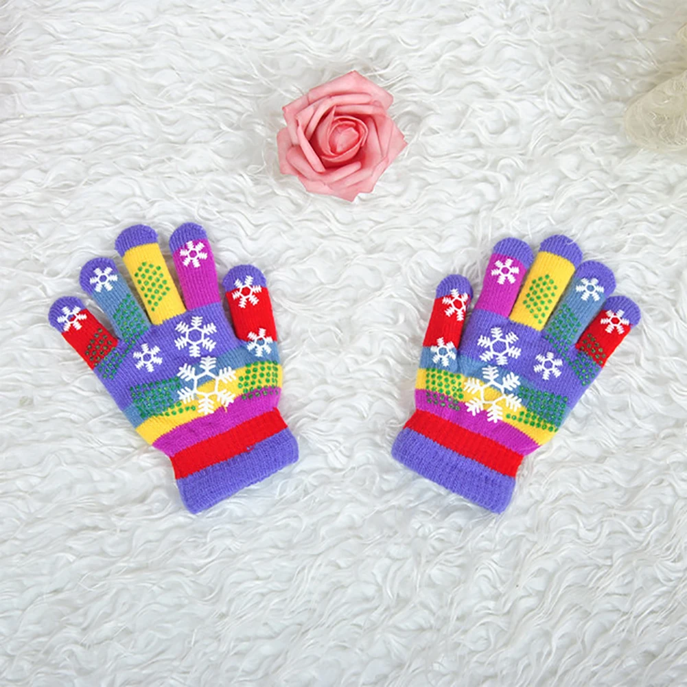 

Children Kids Thicken Gloves Boy Girl Colorful Snowflake Print Gloves Winter Full Finger Mittens Warm Cute Soft Glove 2020