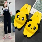 Шлепанцы, женские тапочки, домашние шлепанцы для ванной, забавная обувь, Тапочки с медведем, женские нескользящие Мягкие Шлепанцы, женские шлепанцы