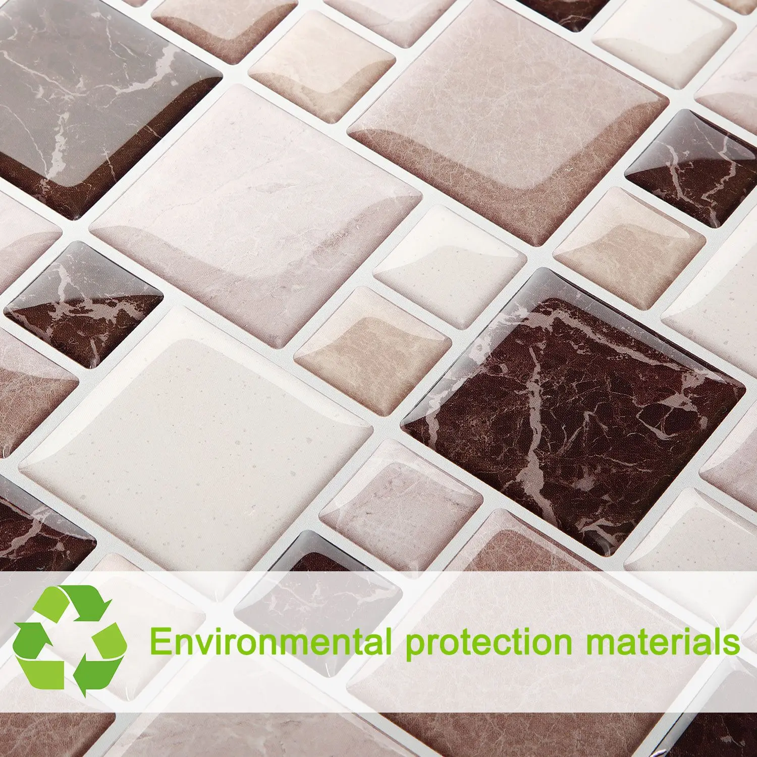 3D Mosaic Wall Stickers Peel and Stick Kitchen Backsplash Tile Self Adhesive Wallpaper Decorative Tile for Bathroom Sink