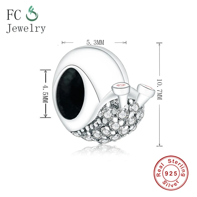 Сверкающая Улитка CZ Charm Fit оригинальные Подвески браслет 925 пробы серебряный шарм