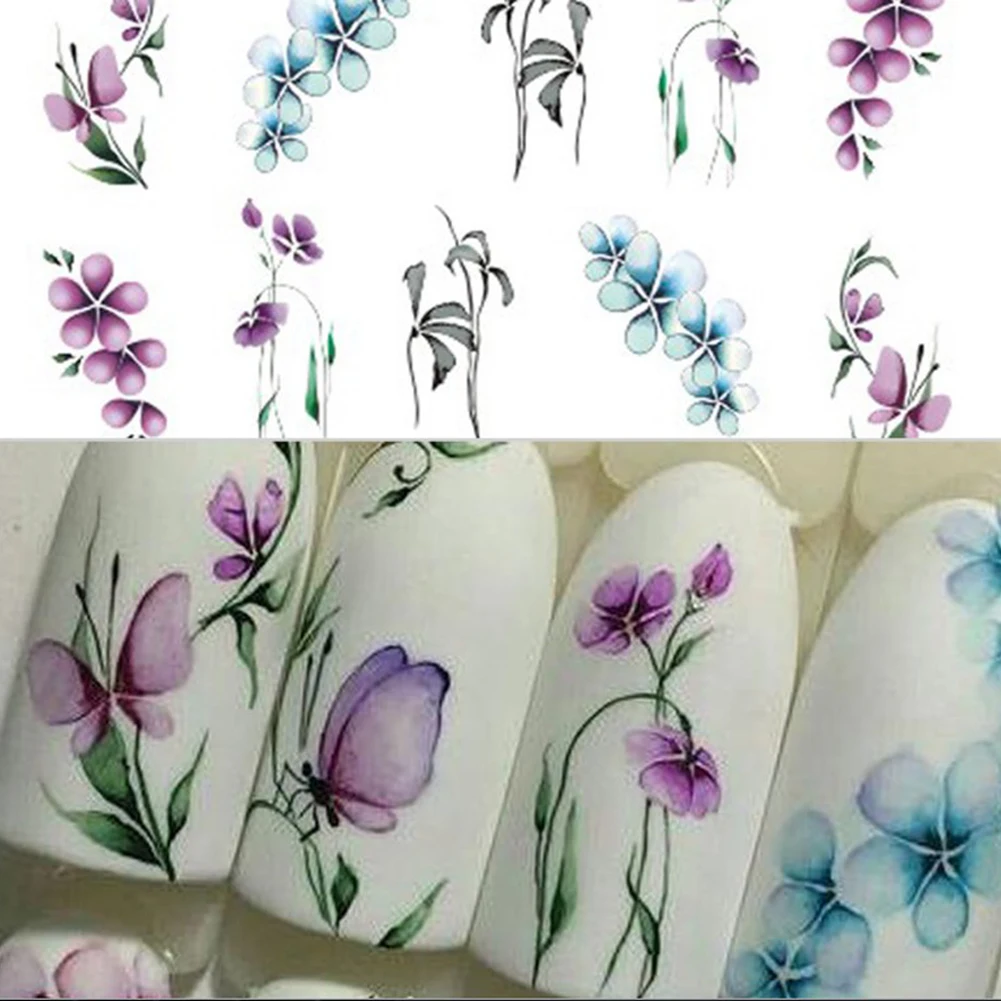 

1Sheet Nails Sticker Nail Art Decorations Butterfly feather Decals Water Transfer Sliders Woman Foil Manicures Wraps
