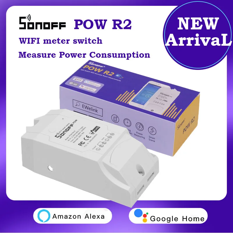 

NEW SONOFF Pow R2 power monitoring switch support alexa google voice control ewelink APP Real Time measuring Power Consumption