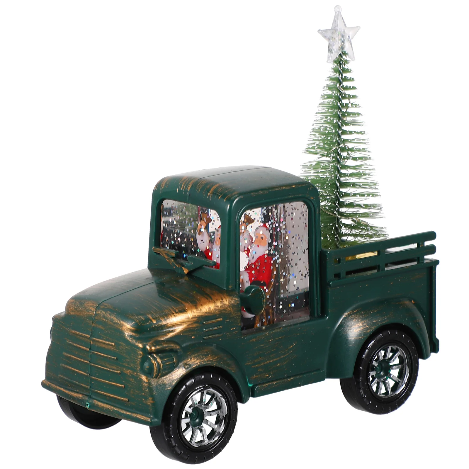 

Mini Santa Clause Statue Mini Tractor Figurine Glowing Christmas Statue Light