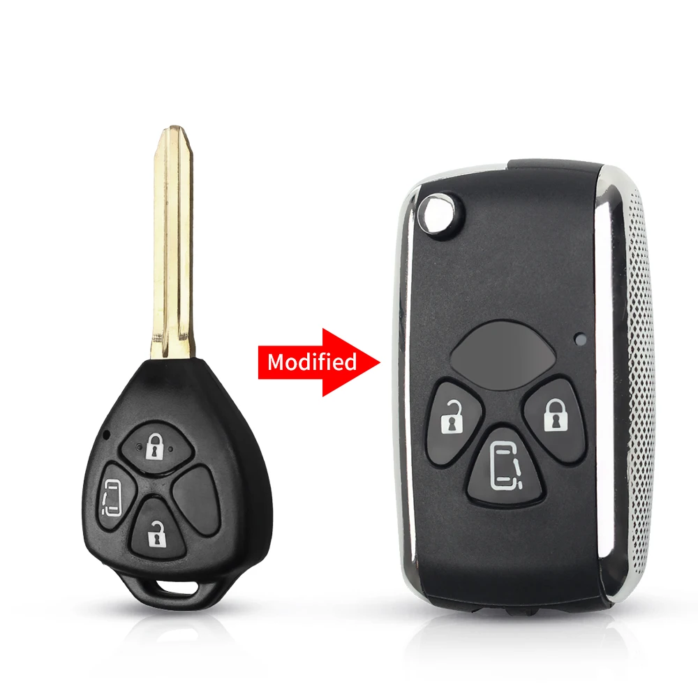 Model 3 Чехол для ключа автомобиля KEYYOU модифицированный для Toyota Yaris Prado Tarago Camry Corolla RAV4 Hilux Vitz Aqua eiz Crown Avalon Venza 2007-2012 - Количество кнопок: Model 3
