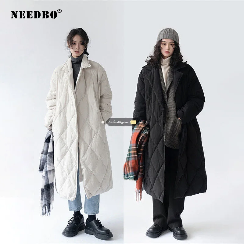 Winter New Korean Style Long Cotton Padded Coat Women's Casual Stand-up Collar Oversize Long Warm Jacket Women Fashionable