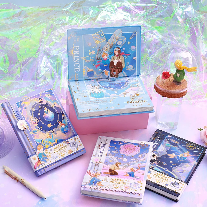 

4PCS/LOT Delicate Floral Colorful Little Prince Theme Hardcover Notebook 13*18cm Creative DIY 2022 Planner Agenda Diary 196P