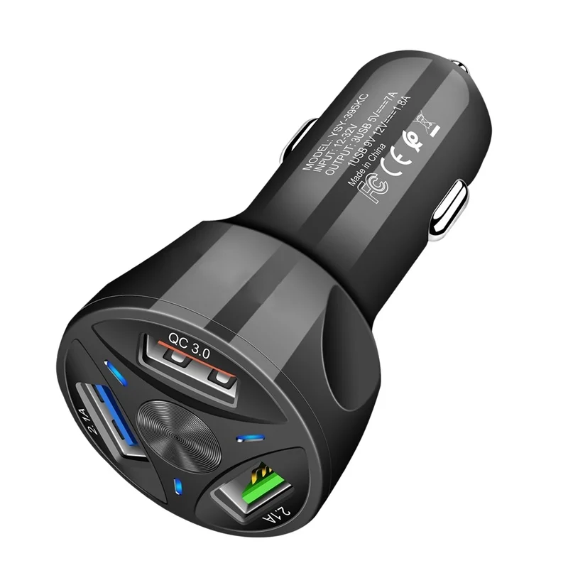 QC3.0 Fast Charge Car Charger 3USB Car Charger 5V/7A Multi-Port Car Charger One for Three 36W Car Charger
