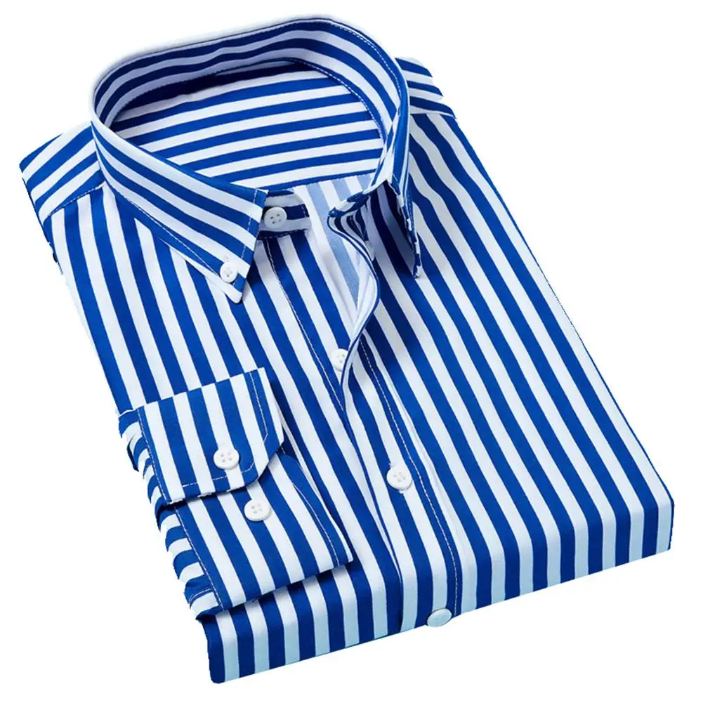 Модная мужская деловая Повседневная рубашка с длинными рукавами в Вертикальную