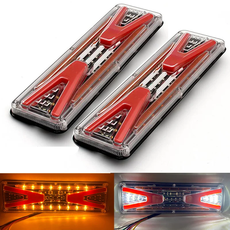 

2PCS Truck Trailer Tail Lights 12V 24V Stroboscopic Turn Signal Reverse Brake Indicator LED Lamp Boat Vehicles Lorry Rear Light