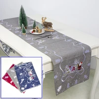 18040cm fabric santa claus embroidery table runner christmas restaurant home tablecloth new year decoration