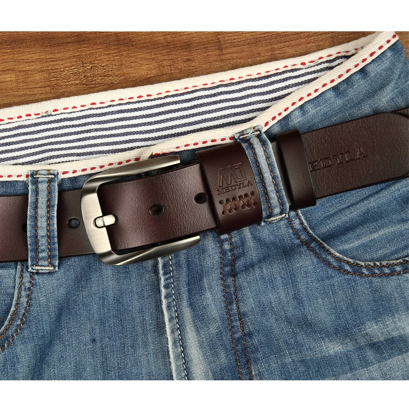 Ремень MEDYLA мужской из натуральной кожи модный качественный деловой Повседневный