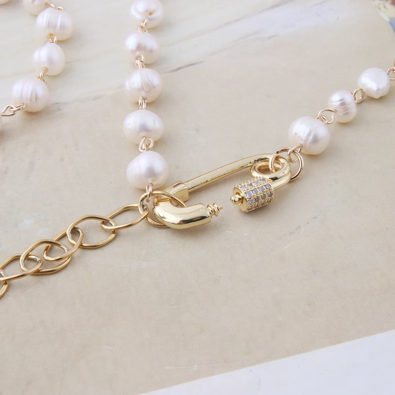 NeeFu WoFu set necklace Freshwater Pearls Zircon short Bohemia Stainless steel jewelry wholesa | Украшения и аксессуары