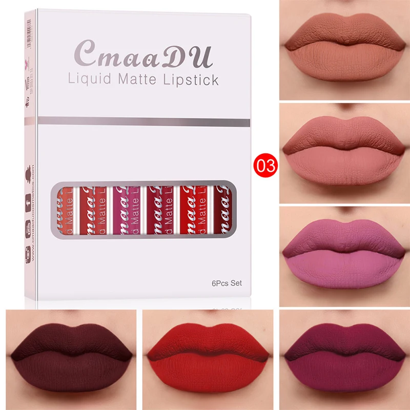 

6pcs Lipstick Velvety Set Long Lasting Nonstick Cup Not Fade Makeup Cosmetics Kit for Girl Women ASD88